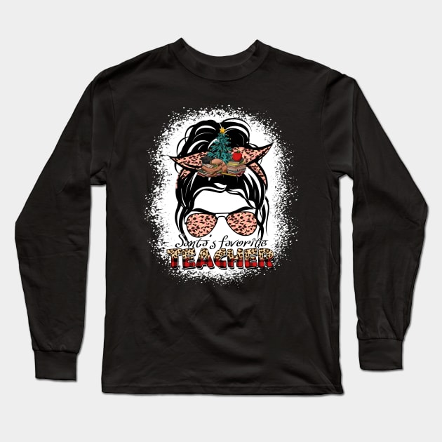 Santas Favorite Teacher Long Sleeve T-Shirt by hamada_pop